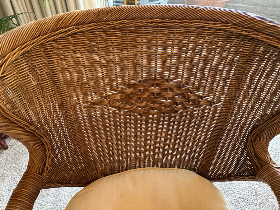 Woven Wicker Chair with Cushions 30'W x 26'D x 36'H [Photo 3]