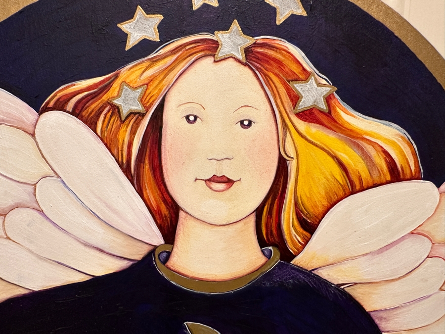 Just Added - Mary Anita Winklea Acrylic Triptych Painting On Board Titled 'Katies Dream' Dated 1993 37 X 28 [Photo 3]