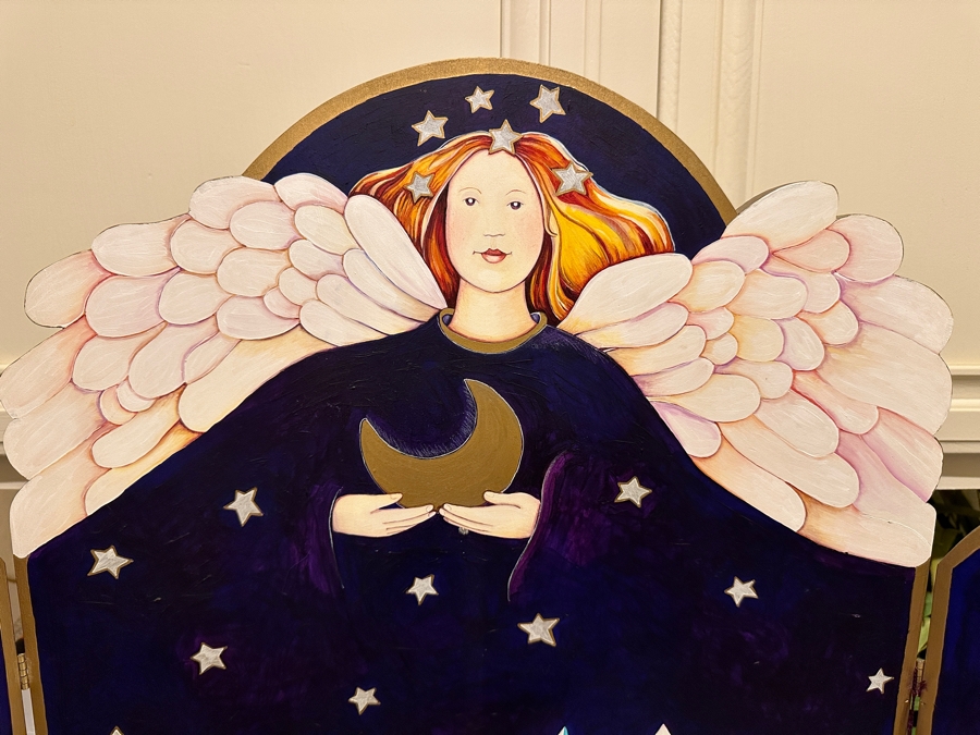 Just Added - Mary Anita Winklea Acrylic Triptych Painting On Board Titled 'Katies Dream' Dated 1993 37 X 28 [Photo 2]