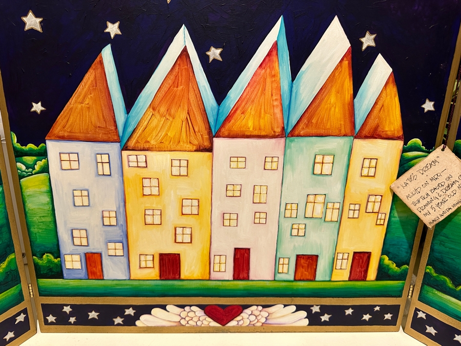 Just Added - Mary Anita Winklea Acrylic Triptych Painting On Board Titled 'Katies Dream' Dated 1993 37 X 28 [Photo 4]