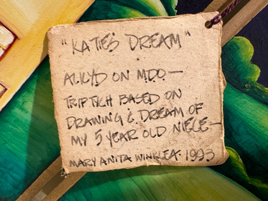 Just Added - Mary Anita Winklea Acrylic Triptych Painting On Board Titled 'Katies Dream' Dated 1993 37 X 28 [Photo 7]