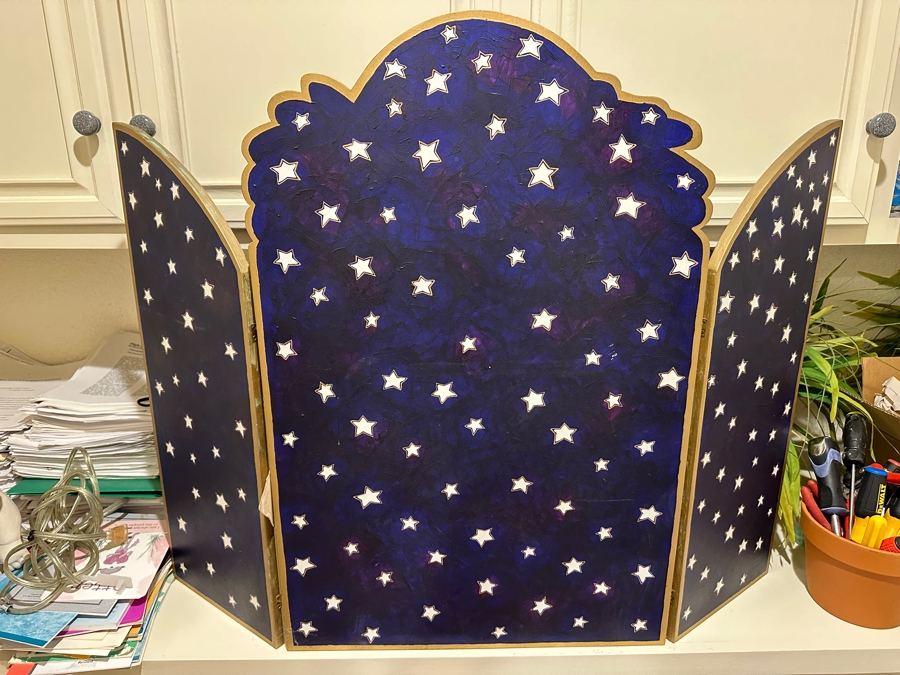 Just Added - Mary Anita Winklea Acrylic Triptych Painting On Board Titled 'Katies Dream' Dated 1993 37 X 28 [Photo 8]