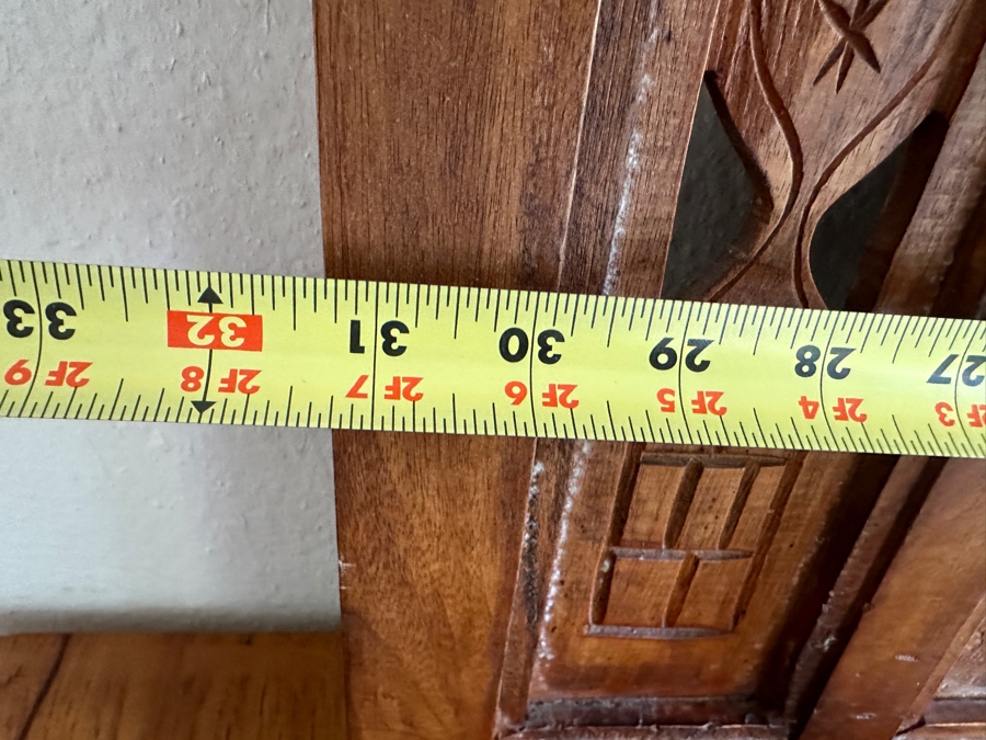 Just Added - Hand Carved Teakwood Mirror With Shutters 31W X 36H [Photo 5]