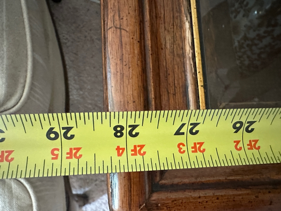 Cane and Wooden Side Table with Glass Inlay 28'W x 28'D x 22'H [Photo 5]