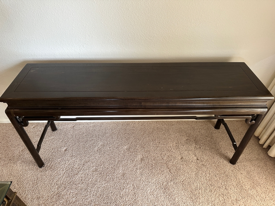Just Added - Vintage Chinoiserie Teak Sofa Console Table 60W X 15.5D X 27H [Photo 3]