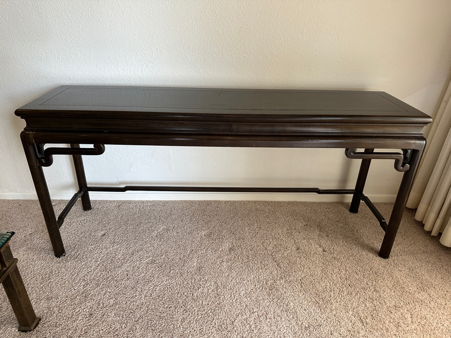 Just Added - Vintage Chinoiserie Teak Sofa Console Table 60W X 15.5D X 27H
