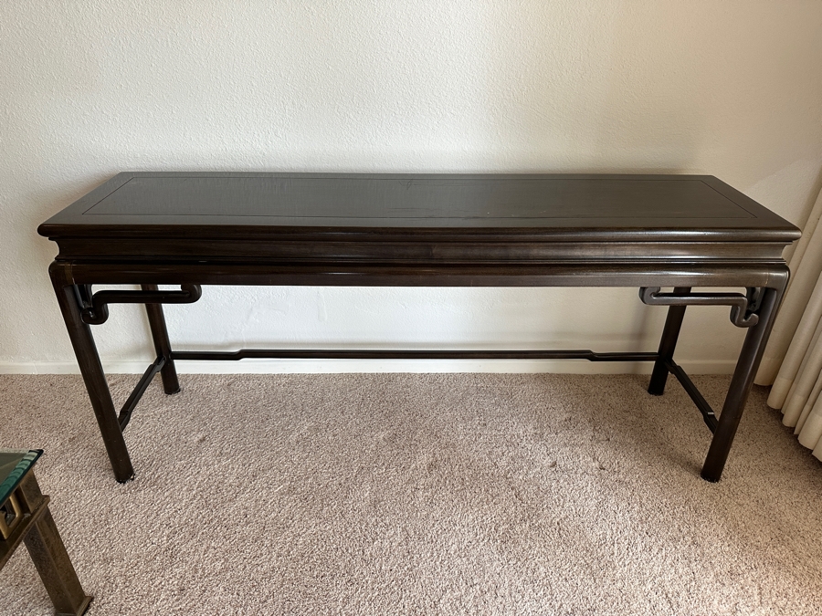 Just Added - Vintage Chinoiserie Teak Sofa Console Table 60W X 15.5D X 27H [Photo 2]