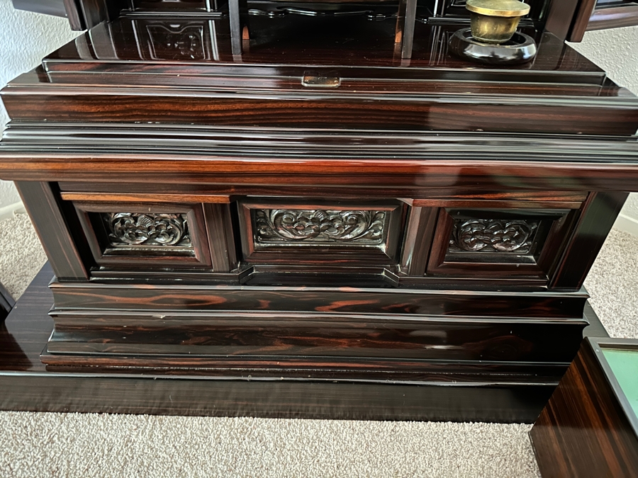 Japanese Butsudan Buddhist Altar 39W X 28D X 70H With Vases And Accessories - See Photos - Estimate $5,000+ [Photo 17]