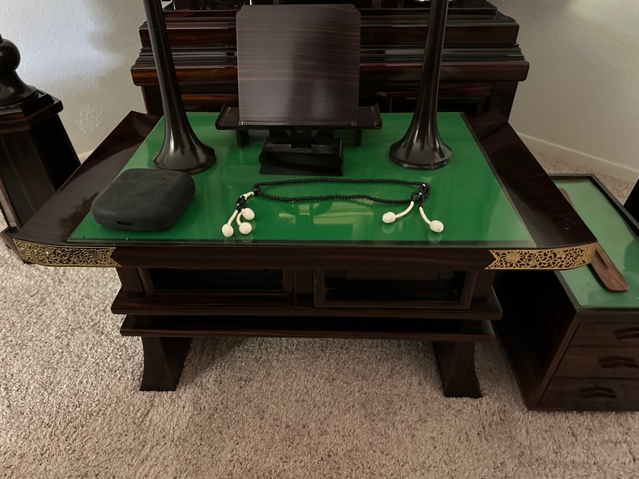 Japanese Butsudan Buddhist Altar 39W X 28D X 70H With Vases And Accessories - See Photos - Estimate $5,000+ [Photo 13]