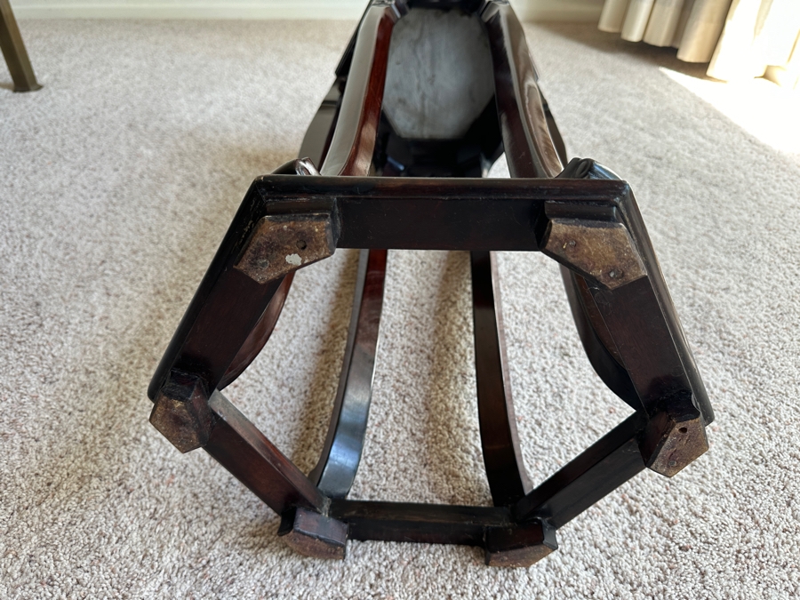 Just Added - Vintage Chinese Carved Rosewood Plant Stand Table With Marble Inset Top 14.5W X 32.5H [Photo 8]