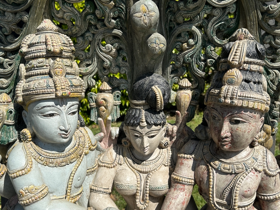 Intricately Carved Polychrome Hindu Temple Carving Statue Of Hindu Deity Shiva Parvati Kalyanam 33W X 12D X 56.5H Retails $29,000 [Photo 2]