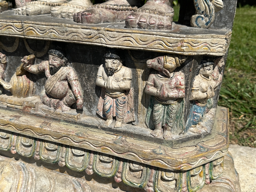 Intricately Carved Polychrome Hindu Temple Carving Statue Of Hindu Deity Shiva Parvati Kalyanam 33W X 12D X 56.5H Retails $29,000 [Photo 10]