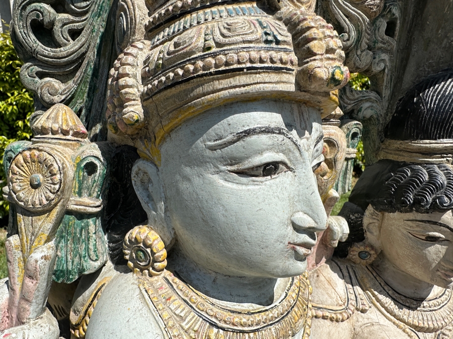 Intricately Carved Polychrome Hindu Temple Carving Statue Of Hindu Deity Shiva Parvati Kalyanam 33W X 12D X 56.5H Retails $29,000 [Photo 19]