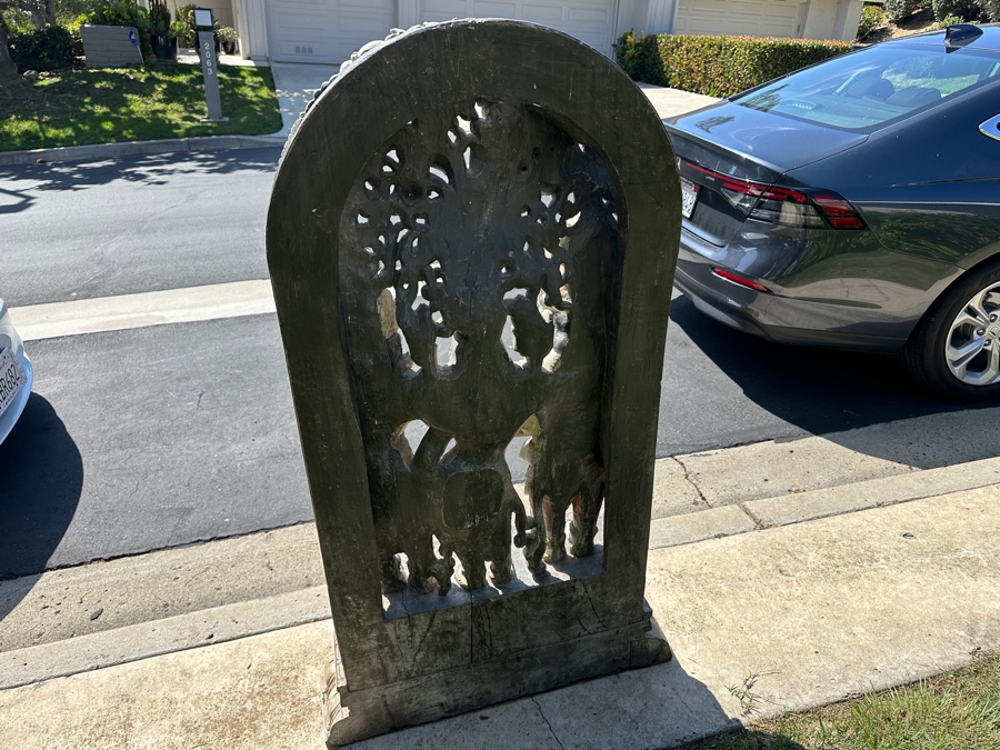 Intricately Carved Polychrome Hindu Temple Carving Statue Of Hindu Deity Shiva Parvati Kalyanam 33W X 12D X 56.5H Retails $29,000 [Photo 15]