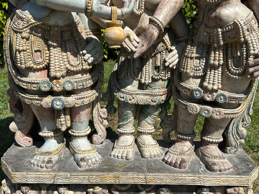 Intricately Carved Polychrome Hindu Temple Carving Statue Of Hindu Deity Shiva Parvati Kalyanam 33W X 12D X 56.5H Retails $29,000 [Photo 6]