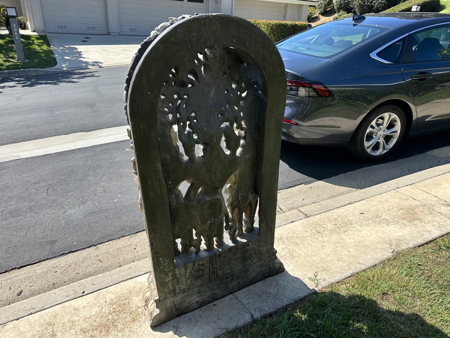 Intricately Carved Polychrome Hindu Temple Carving Statue Of Hindu Deity Shiva Parvati Kalyanam 33W X 12D X 56.5H Retails $29,000 [Photo 16]