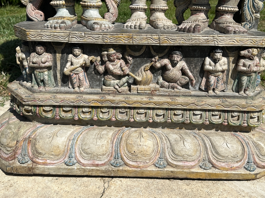 Intricately Carved Polychrome Hindu Temple Carving Statue Of Hindu Deity Shiva Parvati Kalyanam 33W X 12D X 56.5H Retails $29,000 [Photo 7]