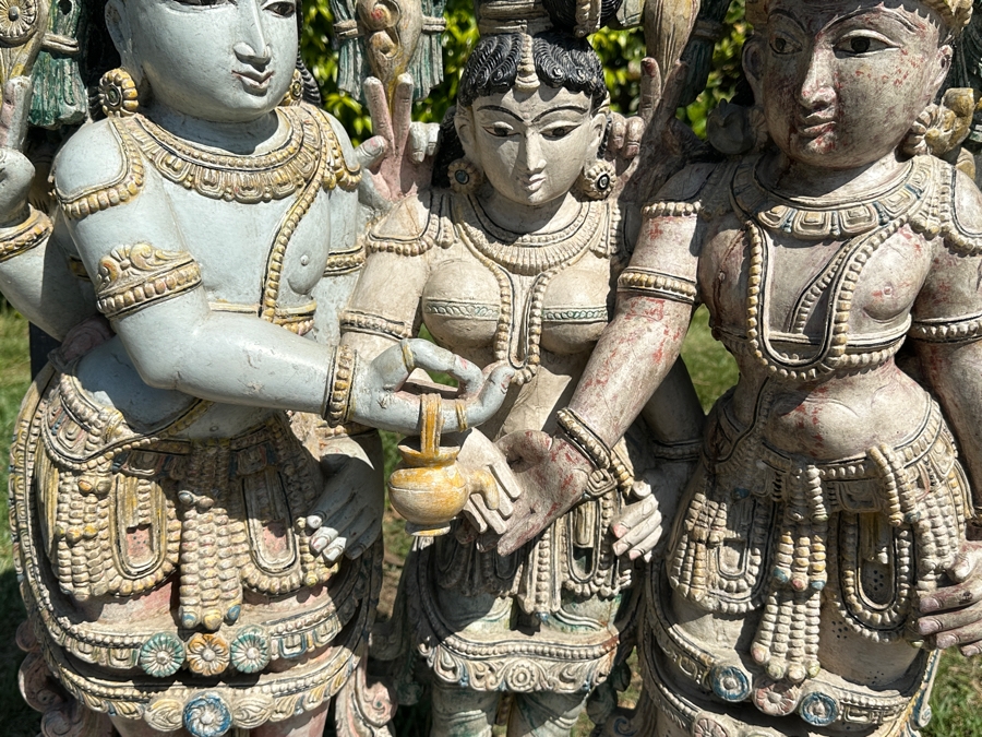 Intricately Carved Polychrome Hindu Temple Carving Statue Of Hindu Deity Shiva Parvati Kalyanam 33W X 12D X 56.5H Retails $29,000 [Photo 4]