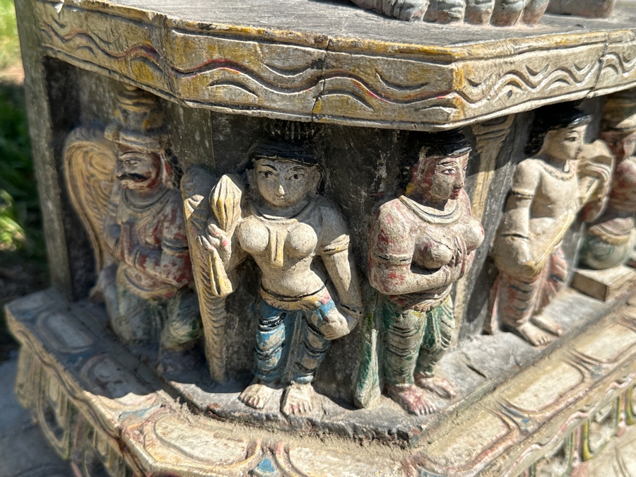 Intricately Carved Polychrome Hindu Temple Carving Statue Of Hindu Deity Shiva Parvati Kalyanam 33W X 12D X 56.5H Retails $29,000 [Photo 8]