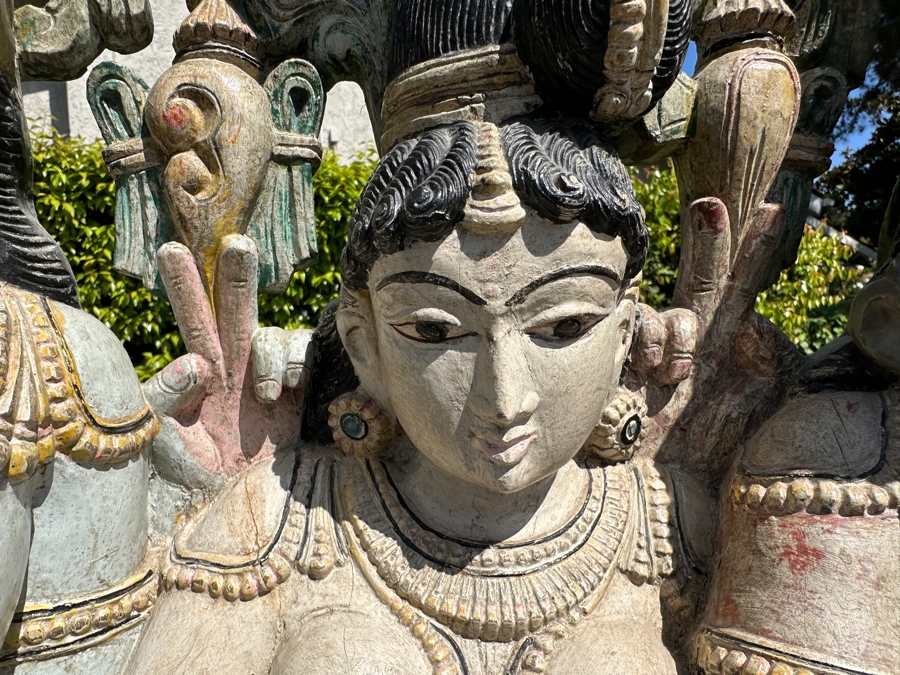 Intricately Carved Polychrome Hindu Temple Carving Statue Of Hindu Deity Shiva Parvati Kalyanam 33W X 12D X 56.5H Retails $29,000 [Photo 20]