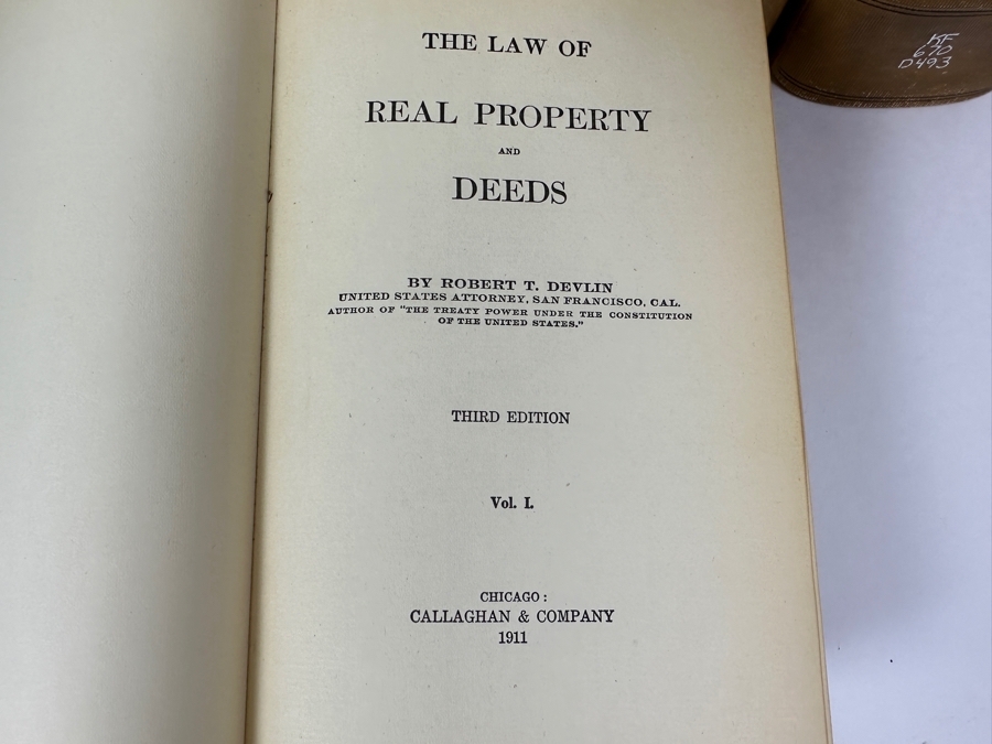 Just Added - Antique 1911 3rd Edition Law Books By Robert T. Devlin On Real Estate Deeds Volumes 1, 2 & 3 [Photo 3]