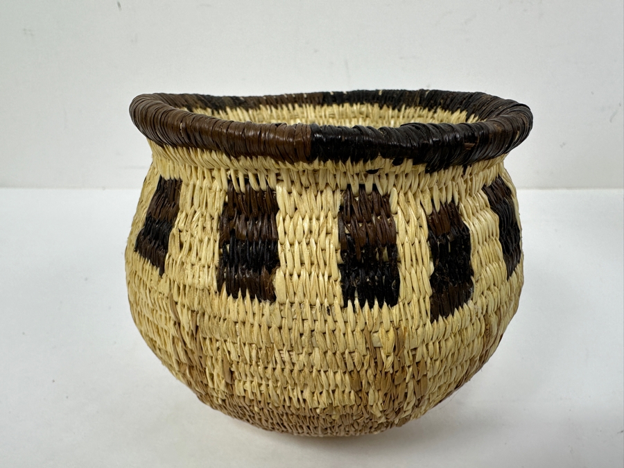 Just Added - Vintage Hand Woven Rainforest Basket From Panama 3.25H [Photo 3]