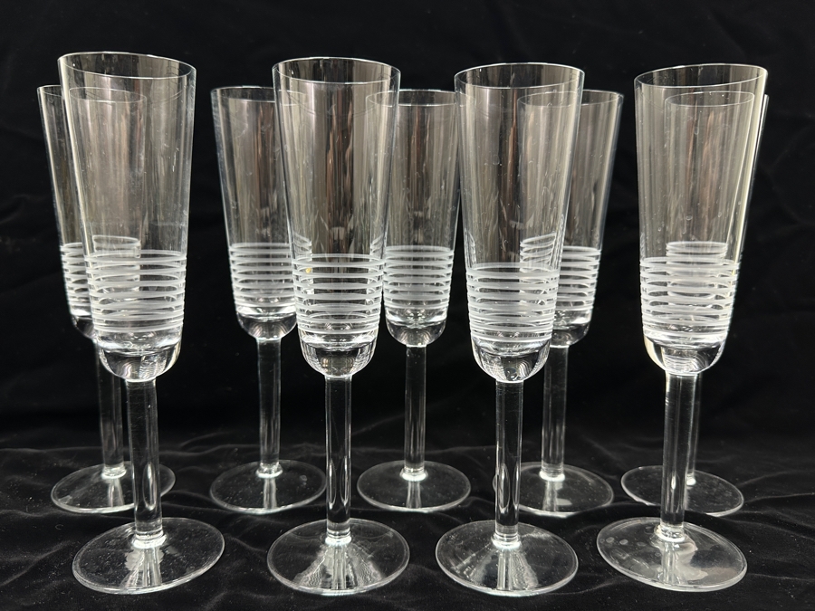 Set of (8) Pottery Barn Krosno Poland Champagne Glasses 9'H [Photo 2]