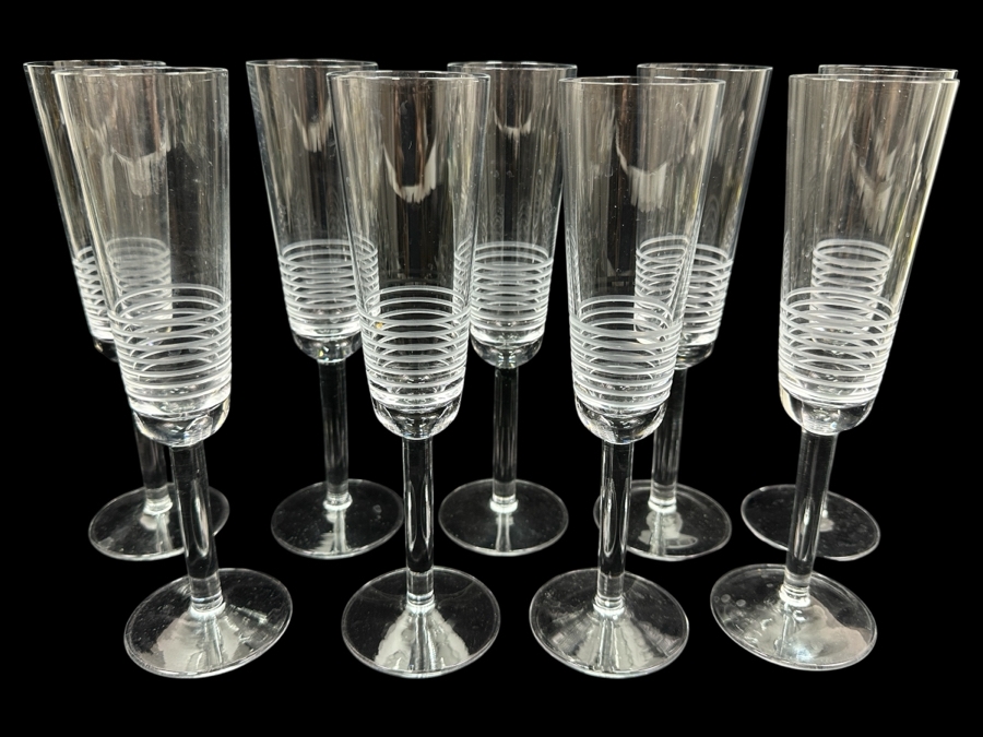 Set of (8) Pottery Barn Krosno Poland Champagne Glasses 9'H