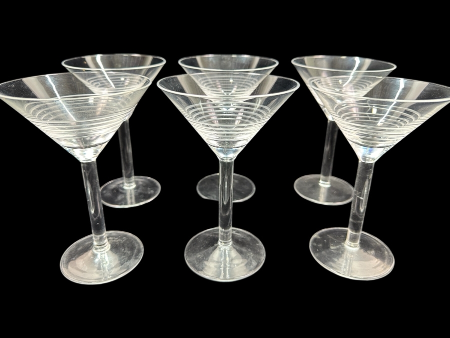 Set of (6) Pottery Barn Krosno Poland Martini Glasses 7'H