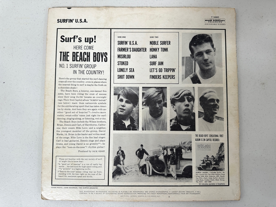 The Beach Boys SURFIN'USA Vinyl Record [Photo 2]