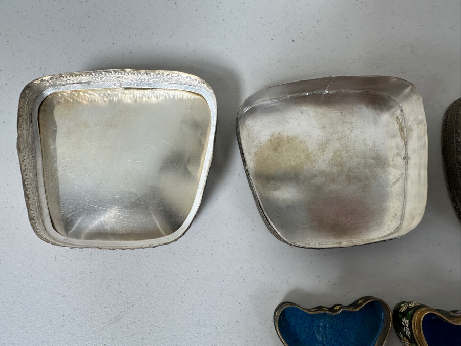 (2) Chinese Porcelain Topped Boxes and (1) Chinese Cloisonné Butterfly Box [Photo 8]