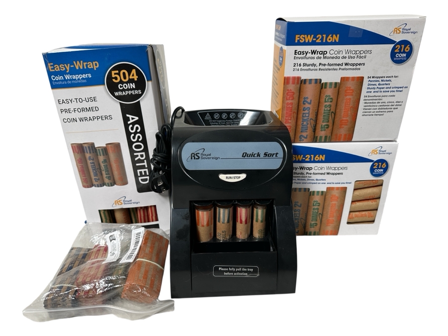Royal Sovereign Quick Sort Coin Sorter with Assortment of Coin Wrappers
