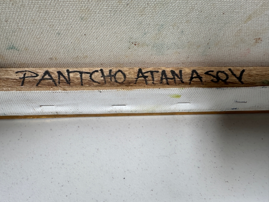 Just Added - Original Abstract Landscape Painting Signed On Verso Pantcho Atanasov 12 X 12 [Photo 8]