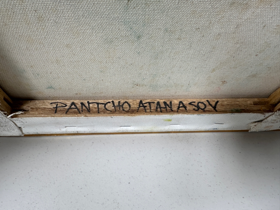 Just Added - Original Abstract Landscape Painting Signed On Verso Pantcho Atanasov 12 X 12 [Photo 7]