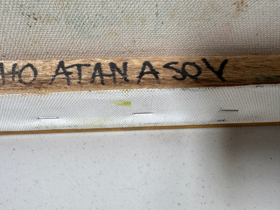 Just Added - Original Abstract Landscape Painting Signed On Verso Pantcho Atanasov 12 X 12 [Photo 10]