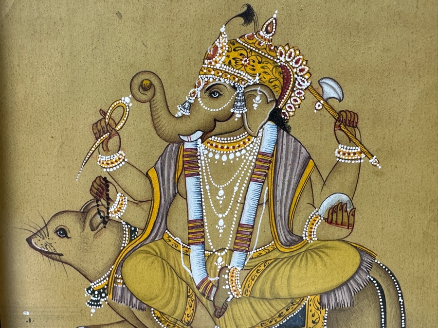 Just Added - Original Hand Painted Indian Miniature Painting 4.5 X 7.5 Framed 9 X 12 [Photo 4]