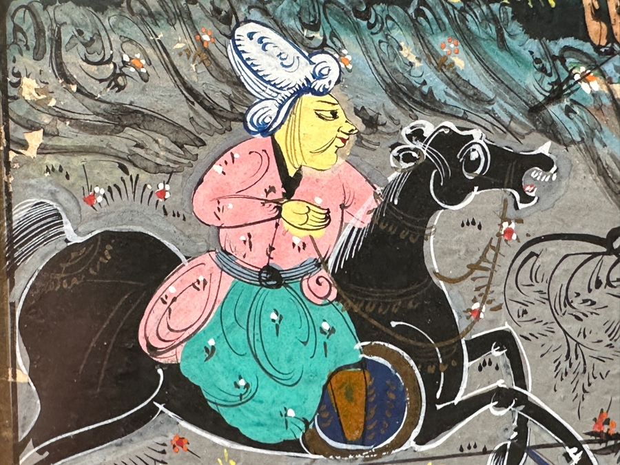 Just Added - Original Hand Painted Indian Miniature Painting 5 X 9.5 Framed 10 X 14 [Photo 9]