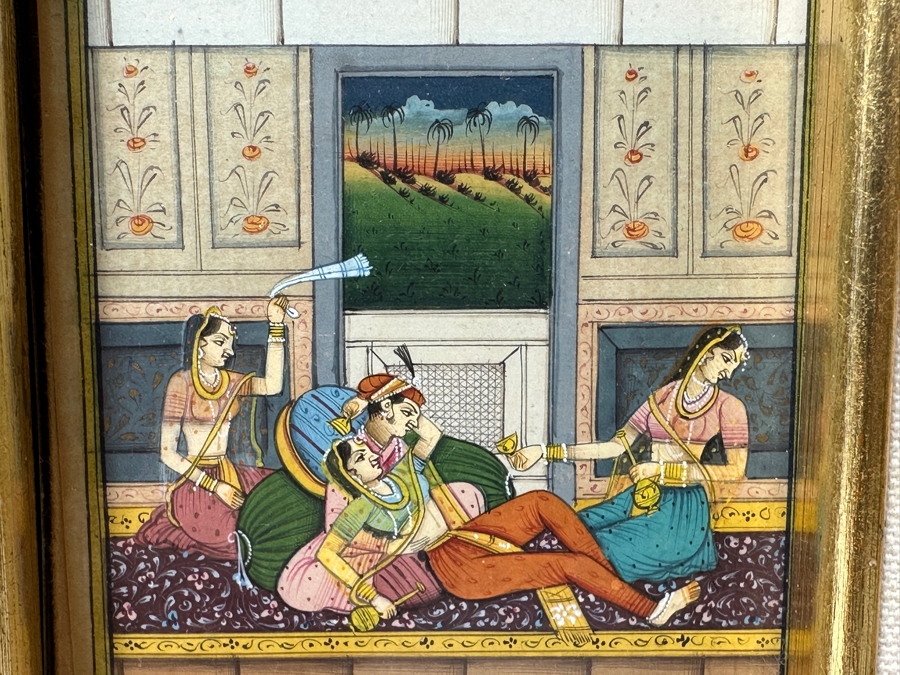 Just Added - Original Hand Painted Indian Miniature Painting 3 X 6.5 Framed 7 X 11 [Photo 4]