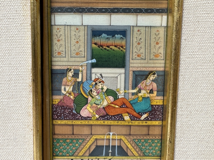 Just Added - Original Hand Painted Indian Miniature Painting 3 X 6.5 Framed 7 X 11 [Photo 3]
