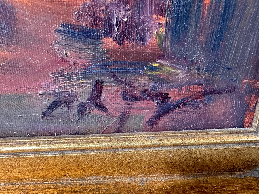 Just Added - Stunning Original Oil Painting On Canvas Of Mission San Juan Capistrano Signed Lower Right And Signed Verso Signature Illegible - Artist Was Featured On A Southwest Arts Festival In Indio Poster 48 X 36 Framed  [Photo 8]