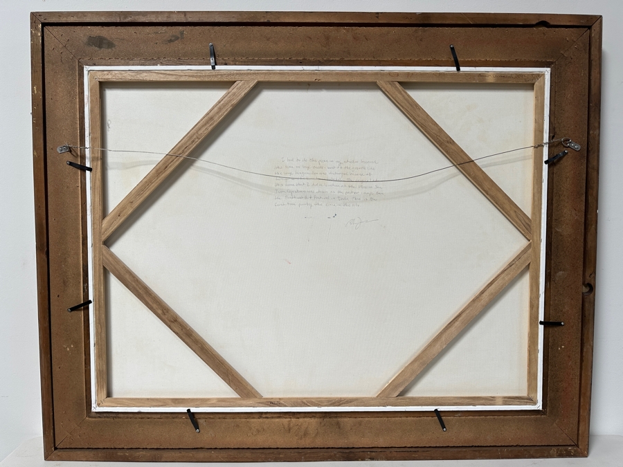 Just Added - Stunning Original Oil Painting On Canvas Of Mission San Juan Capistrano Signed Lower Right And Signed Verso Signature Illegible - Artist Was Featured On A Southwest Arts Festival In Indio Poster 48 X 36 Framed  [Photo 11]