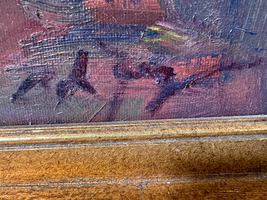 Just Added - Stunning Original Oil Painting On Canvas Of Mission San Juan Capistrano Signed Lower Right And Signed Verso Signature Illegible - Artist Was Featured On A Southwest Arts Festival In Indio Poster 48 X 36 Framed  [Photo 10]