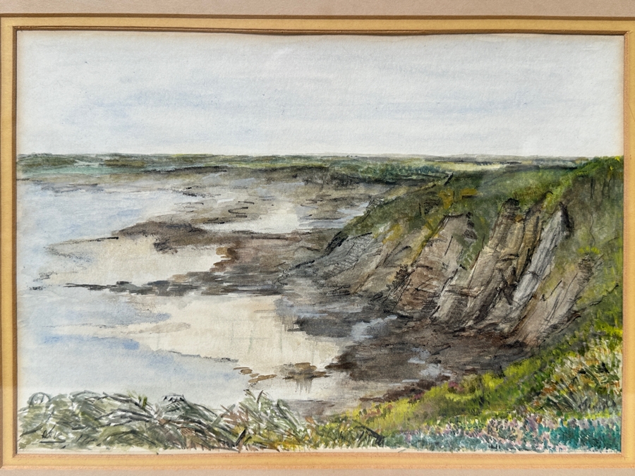 Just Added - Allison Merryn Galsworthy (A.M.G.) Original Watercolor Painting On Paper Of Cornwall, England Man O' War Cottage Cadgwith, Near Helston 12.5 X 9 Framed 18.5 X 14.5 [Photo 3]