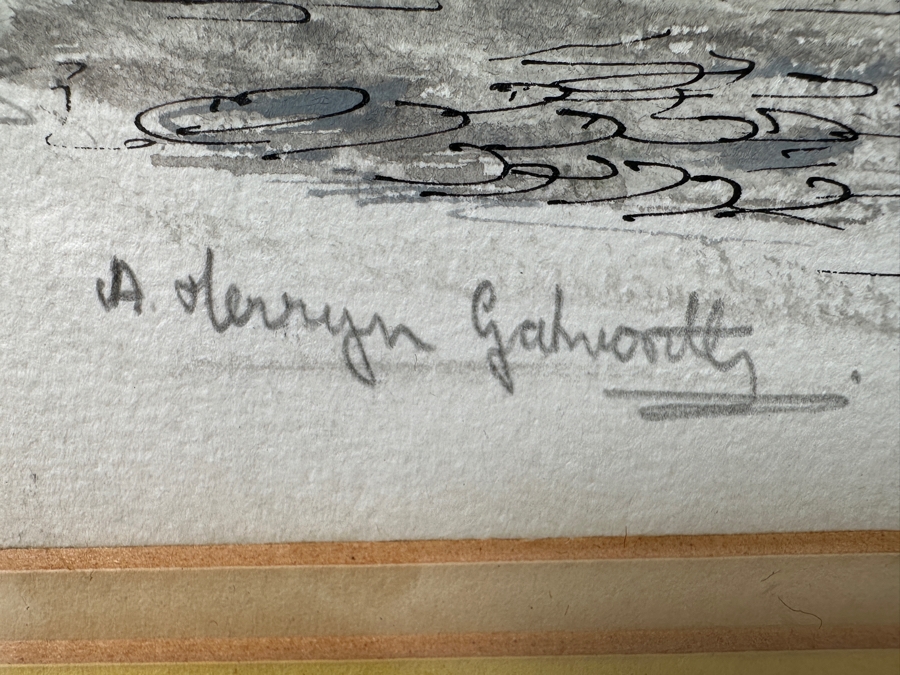 Just Added - Allison Merryn Galsworthy (A.M.G.) Original Watercolor Painting On Paper Of Cornwall, England Man O' War Cottage Cadgwith, Near Helston 7 X 10 Framed 11.5 X 14.5 [Photo 6]