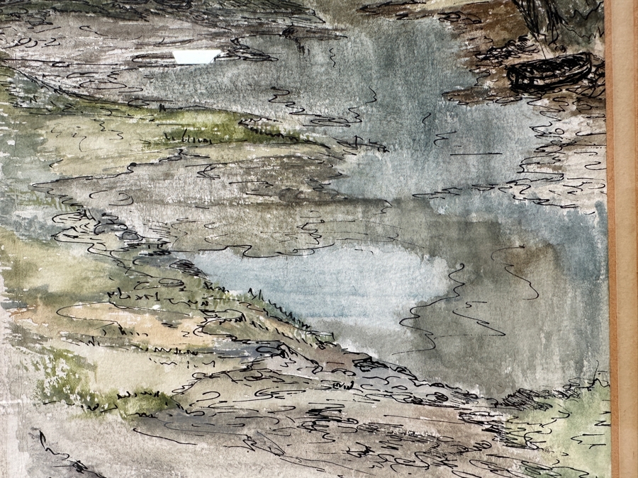 Just Added - Allison Merryn Galsworthy (A.M.G.) Original Watercolor Painting On Paper Of Cornwall, England Man O' War Cottage Cadgwith, Near Helston 7 X 10 Framed 11.5 X 14.5 [Photo 4]