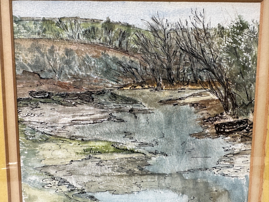 Just Added - Allison Merryn Galsworthy (A.M.G.) Original Watercolor Painting On Paper Of Cornwall, England Man O' War Cottage Cadgwith, Near Helston 7 X 10 Framed 11.5 X 14.5 [Photo 3]