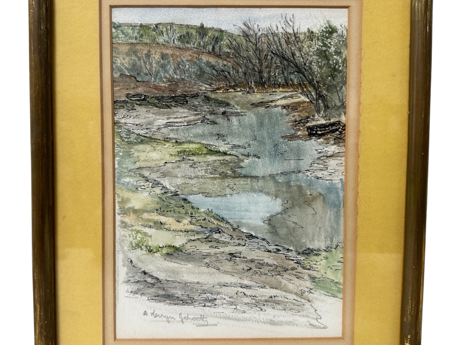 Just Added - Allison Merryn Galsworthy (A.M.G.) Original Watercolor Painting On Paper Of Cornwall, England Man O' War Cottage Cadgwith, Near Helston 7 X 10 Framed 11.5 X 14.5