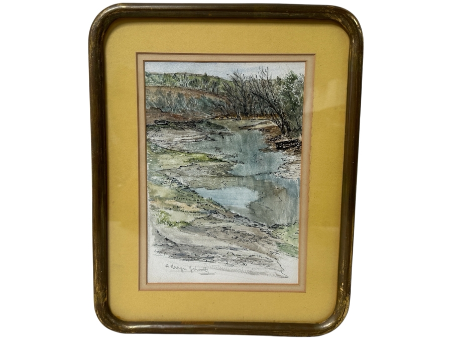 Just Added - Allison Merryn Galsworthy (A.M.G.) Original Watercolor Painting On Paper Of Cornwall, England Man O' War Cottage Cadgwith, Near Helston 7 X 10 Framed 11.5 X 14.5 [Photo 2]