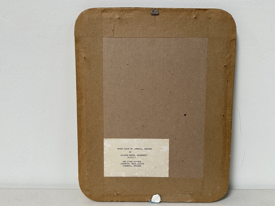 Just Added - Allison Merryn Galsworthy (A.M.G.) Original Watercolor Painting On Paper Of Cornwall, England Man O' War Cottage Cadgwith, Near Helston 7 X 10 Framed 11.5 X 14.5 [Photo 7]