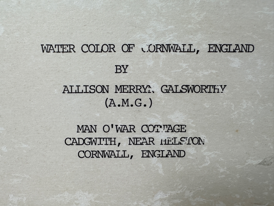 Just Added - Allison Merryn Galsworthy (A.M.G.) Original Watercolor Painting On Paper Of Cornwall, England Man O' War Cottage Cadgwith, Near Helston 7 X 10 Framed 11.5 X 14.5 [Photo 9]